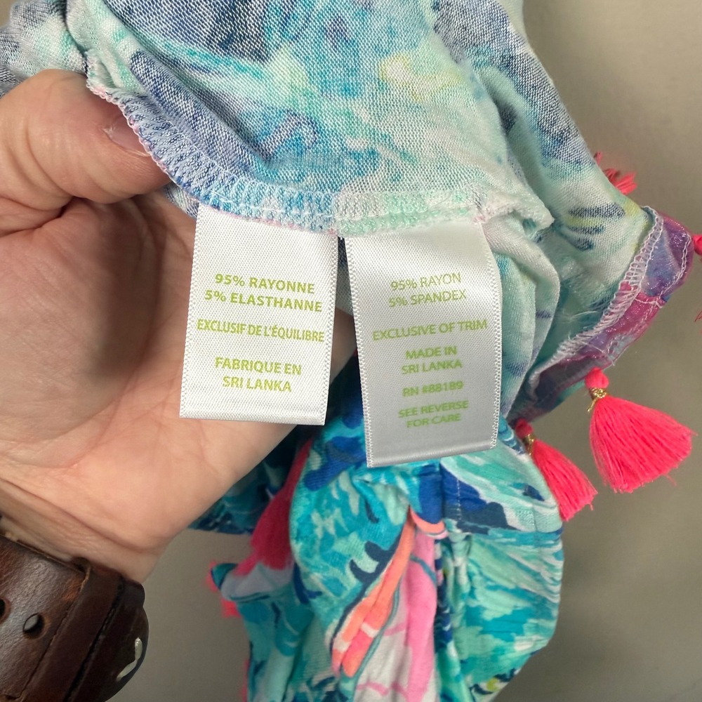 Lilly Pulitzer Palma "Hey Bay Bay" Sailboat Pattern Tube Top Small - Picture 8 of 13